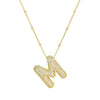 Cubic Zirconia Gold Plated  Bubble Alphabet Letter Necklace Monogram Necklace Balloon Initial Necklace Gifts for Women Girls