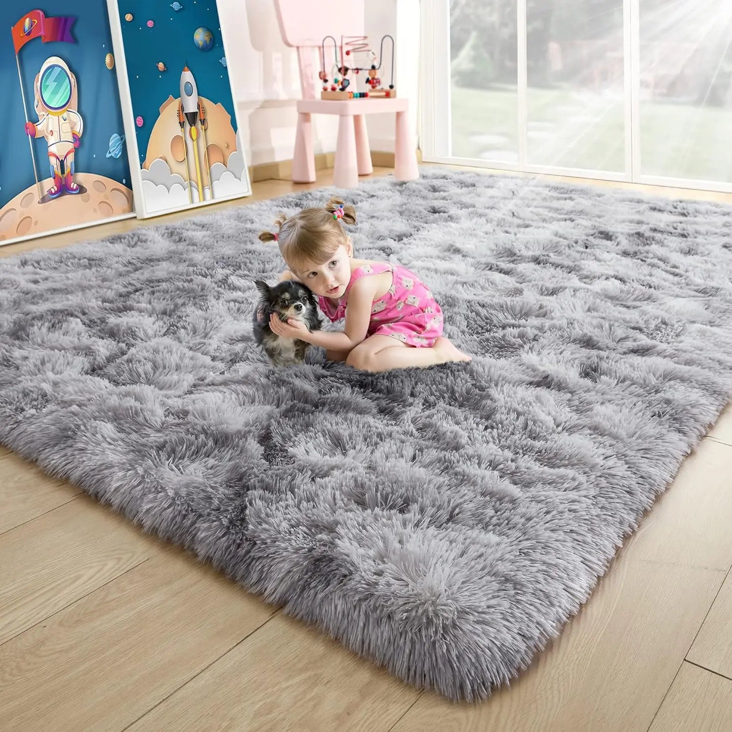 Flauschiger Teppich für das Schlafzimmer, zottelige, flauschige Teppiche für das Schlafzimmer, dicke schwarze Teppiche für das Wohnzimmer, Teppiche für Mädchen und Jungen