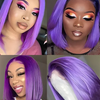 Purple Straight Bob Wigs Human Hair Preplucked Transparent Lace Frontal Wigs Brazilian 13x4 Short Bob Wigs 100% Human Hair Wigs