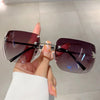 Y2K Luxusmarken Designer Randlose Quadratische Sonnenbrille Damen Für Weibliche Trendige Sonnenbrille Diamant Schmetterling Rosa Punk Shades UV400