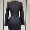 Luxury Birthday Women Celebrity Sexy Long Sleeve V Neck Rhinestone Black Bandage Dress 2025 Elegant Evening Club Party Dresses