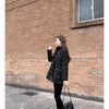 Tweed-Karo Anzugjacke Damen Oberbekleidung Lockerer Mittellanger Zweireihiger Freizeit-Wollblazer Top 2024 Frühling Herbst Neuer Schicker Anzug