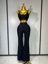 Damen Sexy Bandage Crop Top Hosen-Set Abendparty Club Luxus Geburtstag High Street Mode Elegant Luxus Geburtstags-Outfit