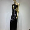 Women Summer Luxury Sexy Backless Halter Black Mesh Sequins Maxi Long Gowns Dress Elegant Celebrity Evening Party Club Dress