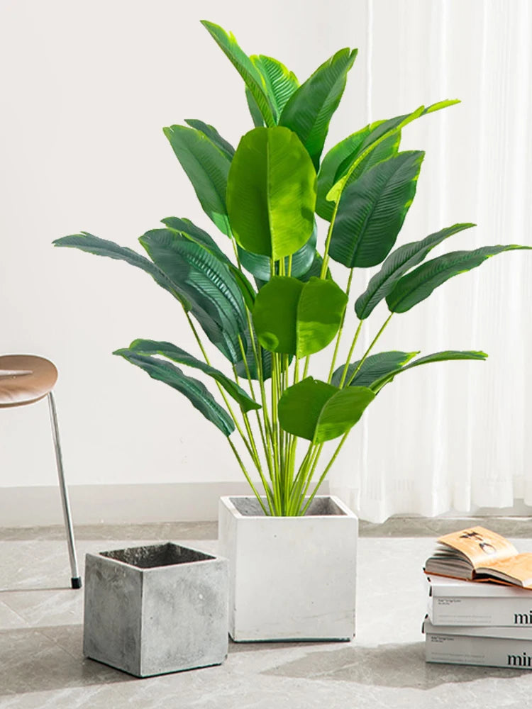 88cm 24Leaves Large Tropical Palm Tree Fake Banana Plants Leaves Real Touch Strelizia Plastic Monstera Plant for Home Garden