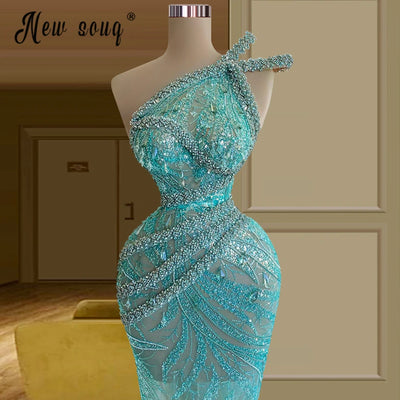 One Shoulder Beads Sequined Long Mermaid Evening Dresses Woman Ceremony Dress Formal Prom Party Gowns Plus Size Customized