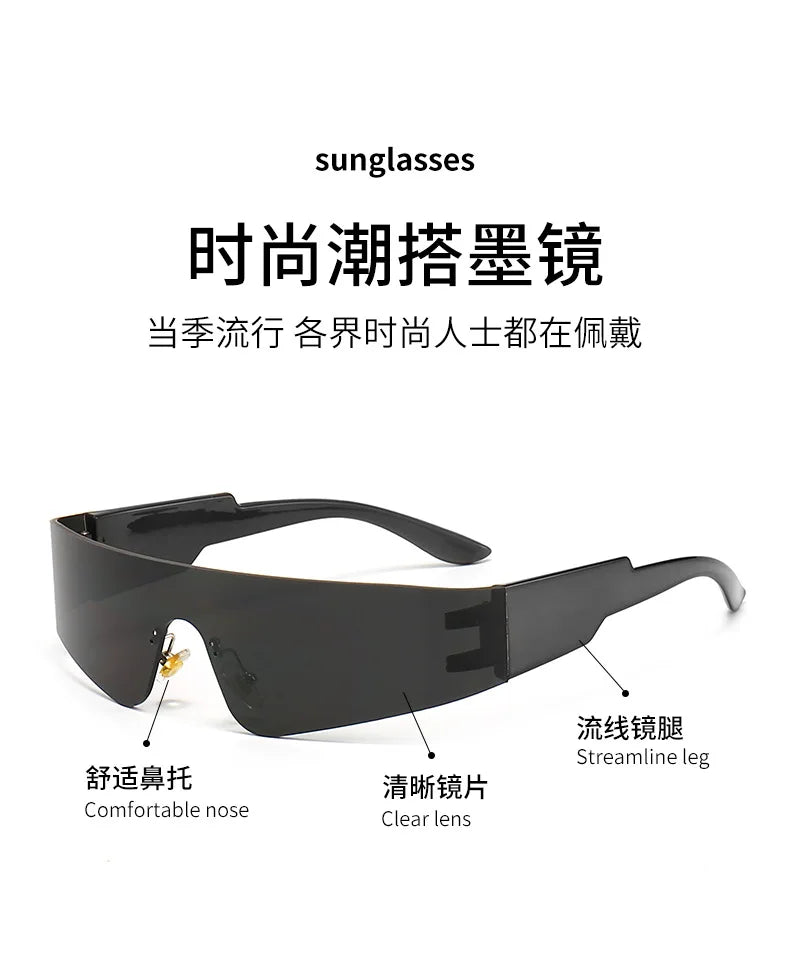 Neue Mode Bunte Sport-Sonnenbrillen Damen Cyberpunk Randlose Sonnenbrille Anti-UV Fahr-Sonnenbrille UV400 Oculos De Sol