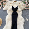 Summer V Neck Knit Sexy Strap Dress Women Elatic Waist Bodycon Sundress Female Beach Backless Maxi Long Dress
