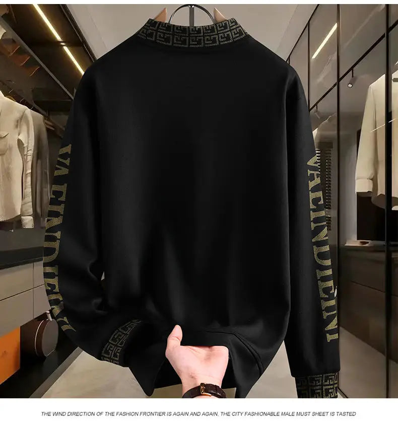 Fashion Hip Hop Halbhoher Kragen Sweatshirts Luxus-Druck Mode Vielseitiger Pullover Hoodie Soziale Nachtclub Herrenbekleidung