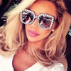 Glitter Women Sunglasses Brand Design Flash Square Shades Mirror Female Sun Glasses Bezel Bling Rhinestones