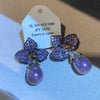 Fashion temperament Luxury elegance Black flower zircon pearl earrings