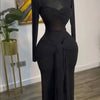 CM.YAYA Women Mesh See Though Long Sleeve Maxi Bowknot Long Dress 2025 Evening Sexy Club Party Evening High Street Dresses