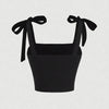 Solid Tie Shoulder Ruched Wide Strap Slim Fit Crop Top for Women Summer 2024 Y2K Clothes Pink Backless Cami Top Streetwear