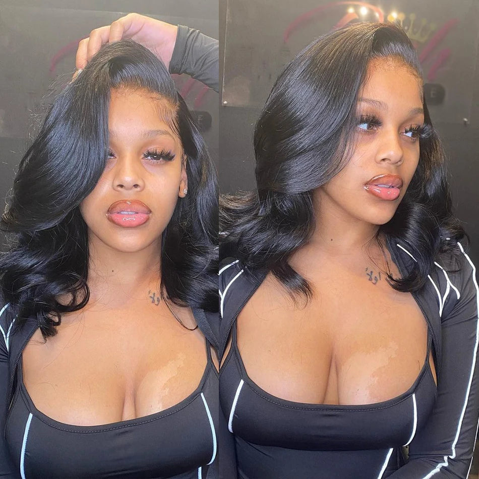 Bob Perücke Salz- und Pfefferfarbe 13x4 5x5 HD Lace Closure Perücke Body Wave Lace Front Perücke vorgezupft 100% Echthaar Lace Frontal Perücke