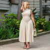 Long Dresses Women Party Dress Pleated Patchwork Sleeveless Stand Collar Maxi Gown Tight Waist Vestidos 2025 Summer A Line