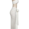 Weird Puss Elegant Women 2 Piece Set Midnight Thin Striped Knot Strapless Tops+Bandage Skirts 2023 Vacation Matching Clubwear