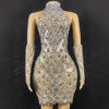 High Quality Sparkling Rainestone Sexy Bodycon Mini Dress Birthday Celebrate Evening Party Dress