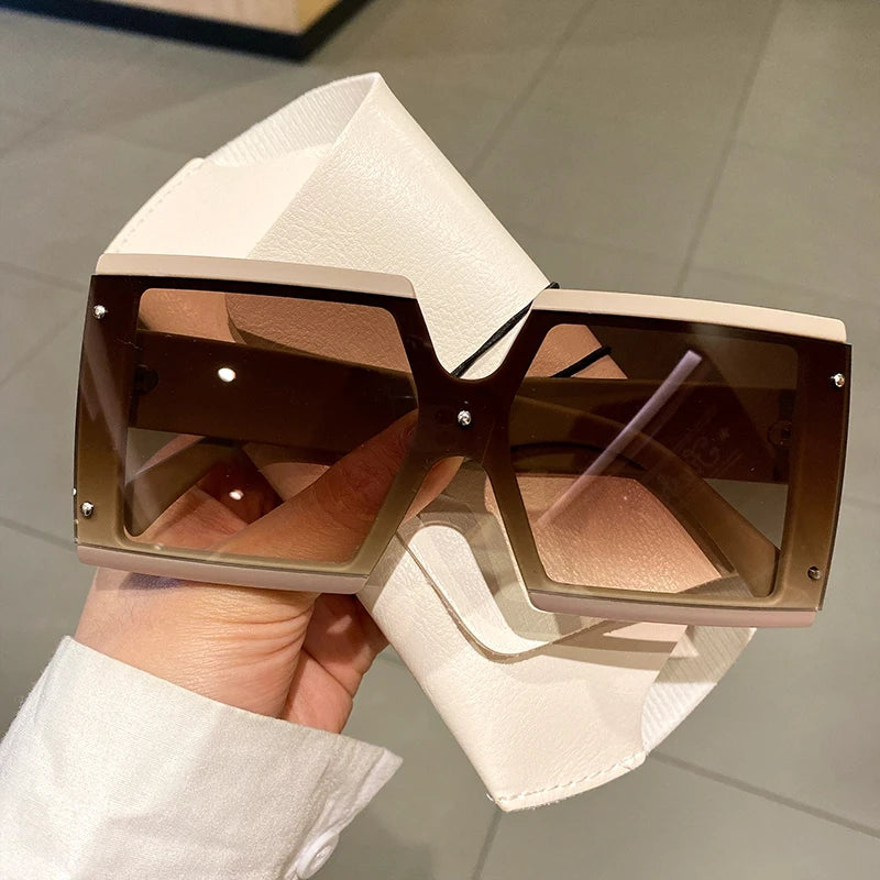 KAMMPT Quadratische Oversize-Sonnenbrille Unisex Trendige Verlaufs-Goggle Luxusmarken-Design Sonnenbrille