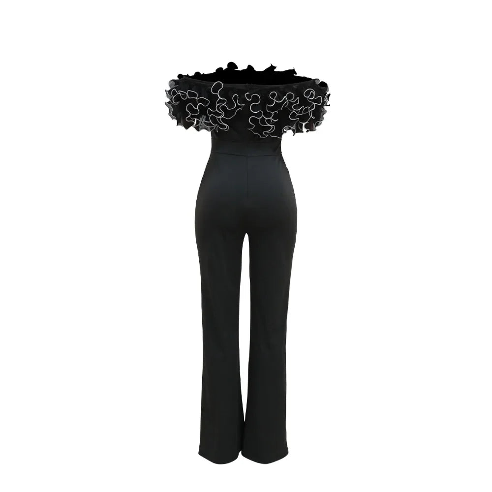 Sexy Jumpsuit mit Slash-Ausschnitt, figurbetont, für Damen, Overall, Rose, Einteiler, Damen, Club-Overalls, Promi-Outfits, Party, Sexy Rompers