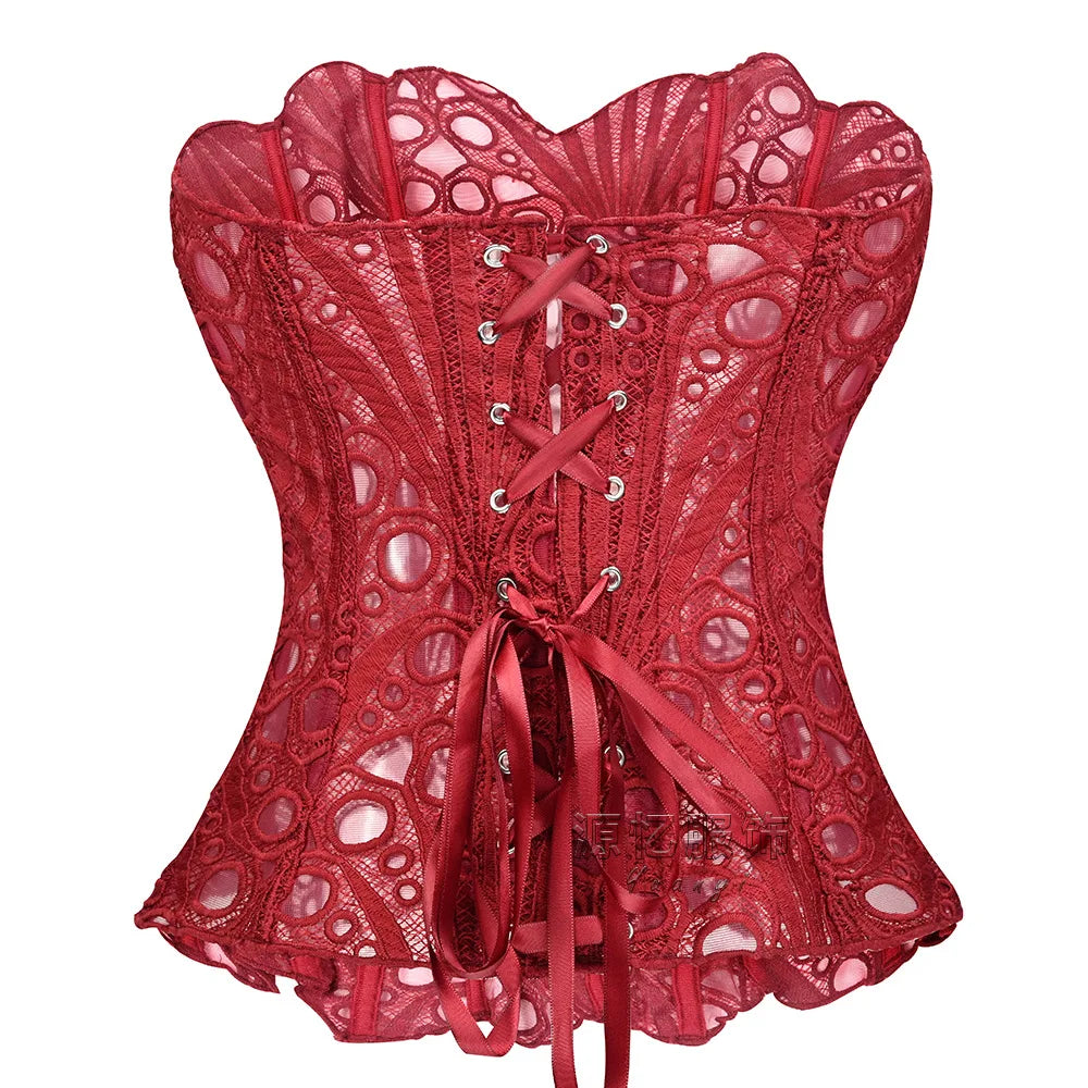 Hollow Out Corset Tops Irregular Hem Fishbone Underbust Top Slim Bandage Shapewear Bustier Korset Costumes Evening Party Corset