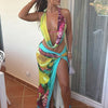 Weird Puss Colorful Leopard Women 2 Piece Set Y2K Beach Vacation Halter Tank Tops+Wrapped Maxi Skirts Matching Vacation Clubwear