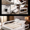 MANBAS Tech Smart Multifunctional Bed Frame with Genuine Leather, Bluetooth Speaker, and Massager Ultimate Soft Lit Tatami Camas