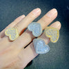 Full Micro Paved CZ Hollow Heart Ring High Quality Iced Out Bling Cubic Zirconia For Women Girlfriend Valentines Finger Jewelry