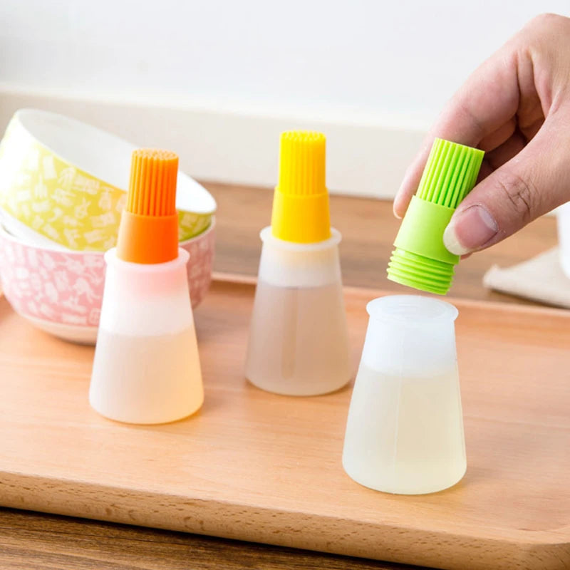 Kitchen Gadgets Barbecue Oil Brush Silicone BBQ Honey Oil Bottle With Brush Convenient Basting Cooking Tools Kitchen Accessories