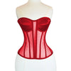 Women Mesh Corset Bustier With Cups Overbust Tight Shaping Tops Strapless Transparent Bodice Slimm Waist Wedding Lace Up Boned