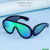 Oversized Wellen-Masken-Sonnenbrille Einteilige Damen-Sport-Y2K-Punk-Sonnenbrille für Damen 2024 Luxusmarke Steampunk-Brillen-Goggle