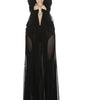 Beyprern Sexy Rhinestone Chain Halter Backless Maxi Dress Women 2026 Summer Cut Out Ruched Club Vestidos Bodycon Long Dresses