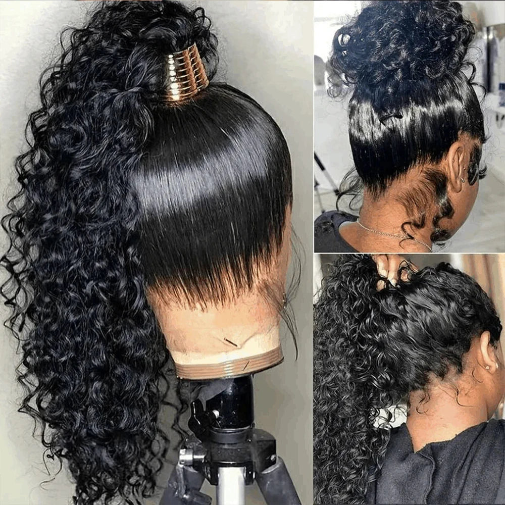 250 Density 360 Full Lace Wig Human Hair Pre Plucked Deep Curly Lace Front Human Hair Wig Curly HD Transparent Lace frontal Wig