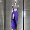 New Women Sexy Two Pieces Set Stretched Crystal Diamonds Night Club Skirt Suits Laced Singer Dancer Stage Performance Costume