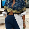 2025 Spring Autumn Casual Woman Sets Fashion Shirt Printed Button Shirt&Shorts Streetwear Shorts Pant Outfit Suit Two Piece Set