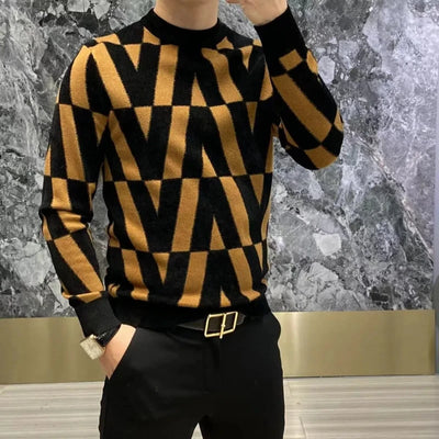 Neues langärmliges Rundhals-Basis-Shirt für Herren – cooler und trendiger Hoodie mit aufgedruckten Mustern für Wärme