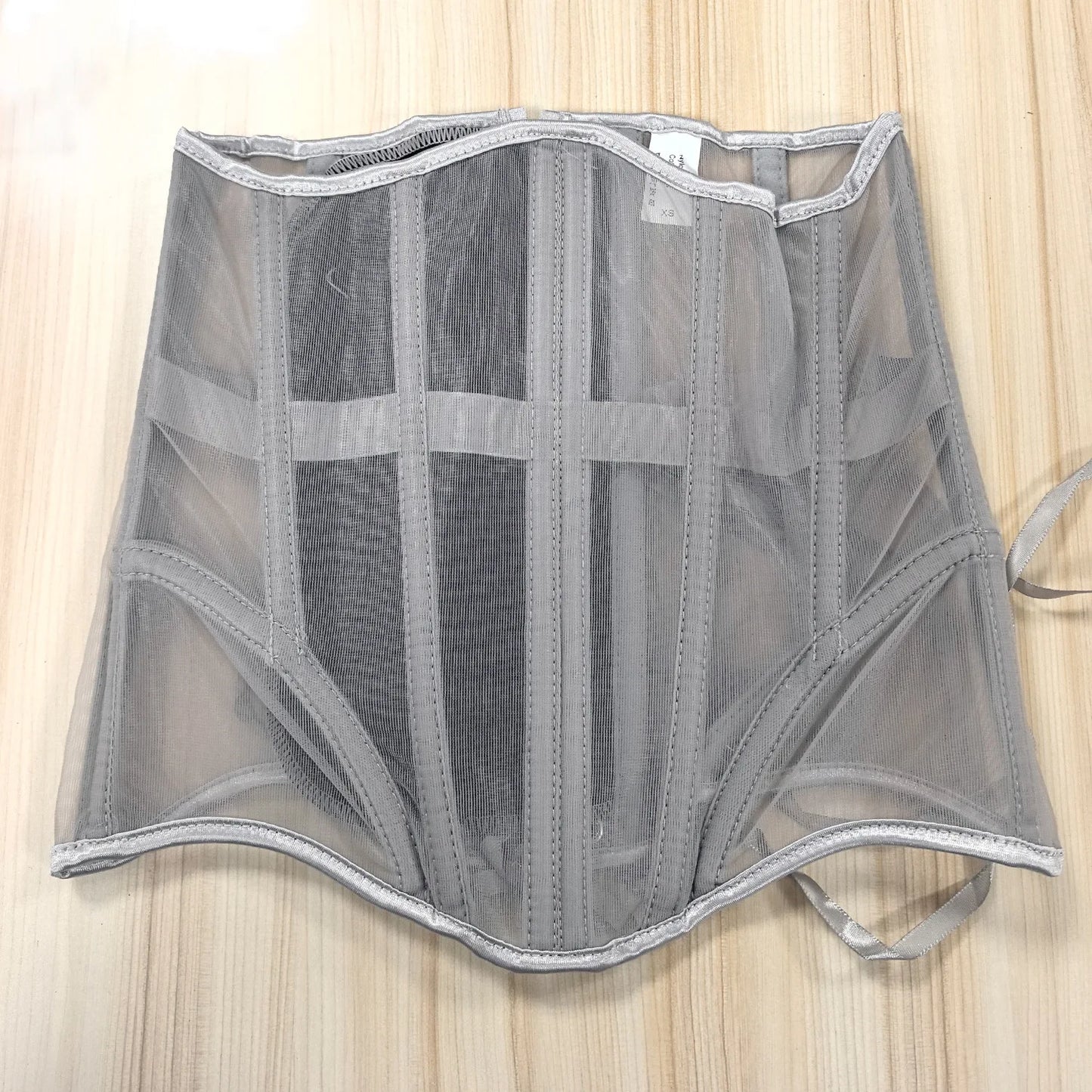 Women Abdomen Tight Corset Crops Under Bust Bustiers Breathable Mesh Waist Girdle With Bones Slimming Lace Up Bodices