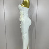 Sexy Fashion White Elegant Strapless Flower Bodycon Long Dress Women Casual Streetwear Club Birthday Party Slim Elegangt Dresses
