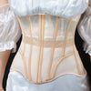 Women Abdomen Tight Corset Crops Under Bust Bustiers Breathable Mesh Waist Girdle With Bones Slimming Lace Up Bodices