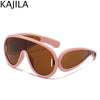 Oversized Wellen-Masken-Sonnenbrille Einteilige Damen-Sport-Y2K-Punk-Sonnenbrille für Damen 2024 Luxusmarke Steampunk-Brillen-Goggle