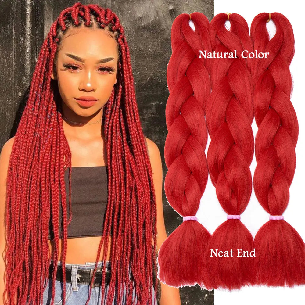 S-noilite Box Braiding Haar vorgedehnt Ombre Jumbo Braids Synthetisches Flechthaar Rot Pink Blau Grau 24 Zoll Haarverlängerungen
