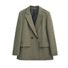 TRZA-Women's Double Breasted Office Wear Blazer Coat, Long Sleeve, Flap Pockets, Female Outerwear, Chic Tops, Fashion