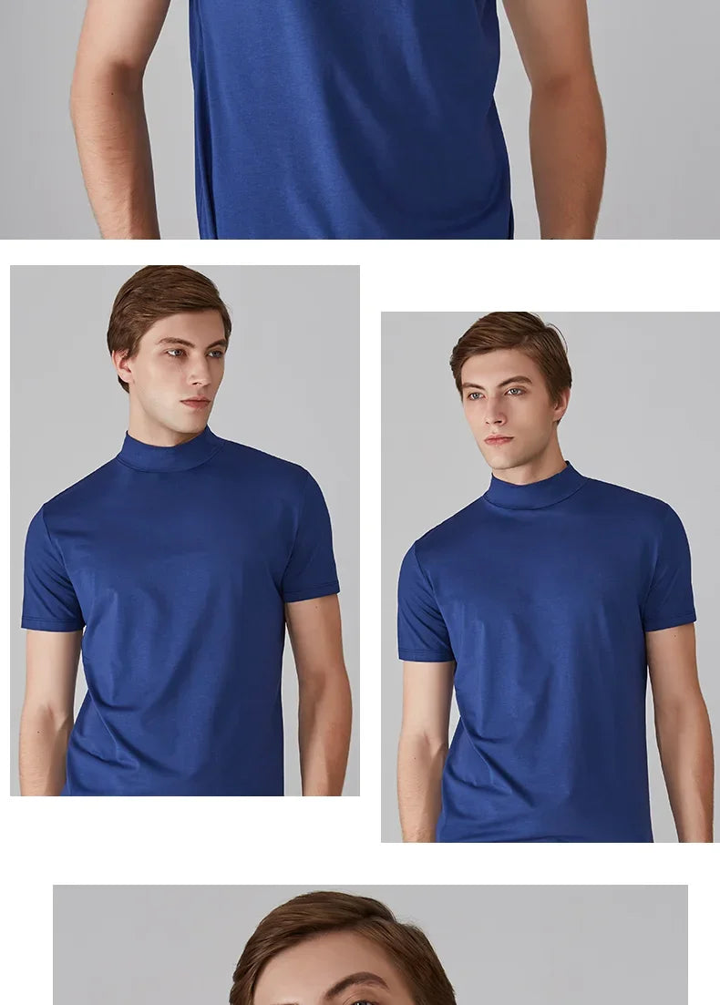 Long Sleeve T-shirt Thermal Underwear Tops Men Winter Clothes Thermal Shirt Autumn Men's Winter Tights High Neck Thin Slim Fit