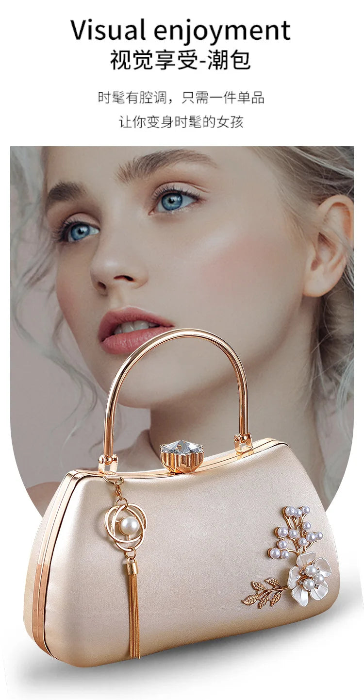 2025 Neue Damen Handgemachte Blumen Clutch Handtaschen Hochzeit Abend Geldbörsen Party Dinner Handtasche Für Damen 4 Farben