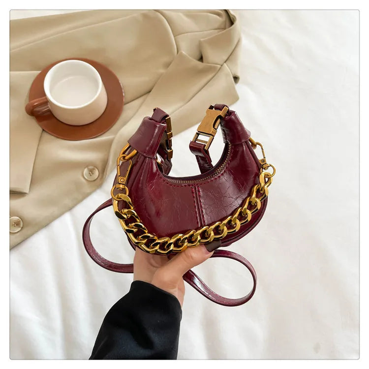 2024 Herbst Winter Mini Umhängetaschen für Damen Luxus Halbmond-Handtaschen für Damen Handtaschen mit Griff Weibliche kleine Tasche