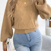 Women's Solid Color Round Neck Lantern Long Sleeve Knitted Sweaters for 2026 Autumn Winter Woman Clothes Yellow Red Khaki Tops