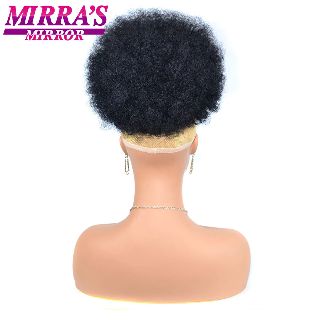 Synthetic Afro Puff Drawstring Ponytail Hair Bun 10 Inch Short Afro Kinkys Curly Afro Bun Extension Hairpieces Large Size