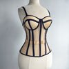 Women Luxury Mesh Corset Bustier Transparent Bodices With Cups Waist Slimmer Lace Up Steel Bone Tight Fitting Tube Tops Costume