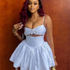 Hollow Ruched  Dress Women Square Collar Lace-up Shoulder Strap Backless Sleeveless Ruffles Street Trend Mini Bodycon