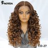 Latisha 13X6 HD Synthetische Spitzenfrontperücke lockig vorgezupfte Lace-Frontal-Perücke mit Pony für Damen, Highlights mit Babyhaar, 24 Zoll