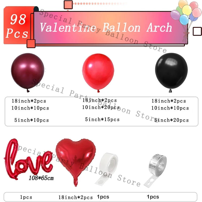 Valentinsdeko Ballon Girlande Bogen Kit Rosarot Herz Liebe Ballon für Hochzeit Jahrestag Valentinstag Geschenk 14 De Febrero